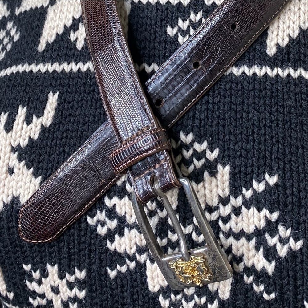 Ralph Lauren Vintage Fall 1991 Lizard Belt w/925 Sterling Silver Crest Buckle - Picture 14 of 16